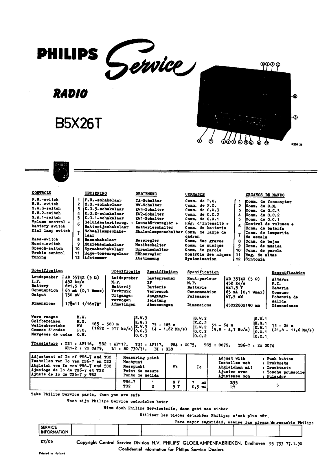 Philips B-5-X-26-T Service Manual