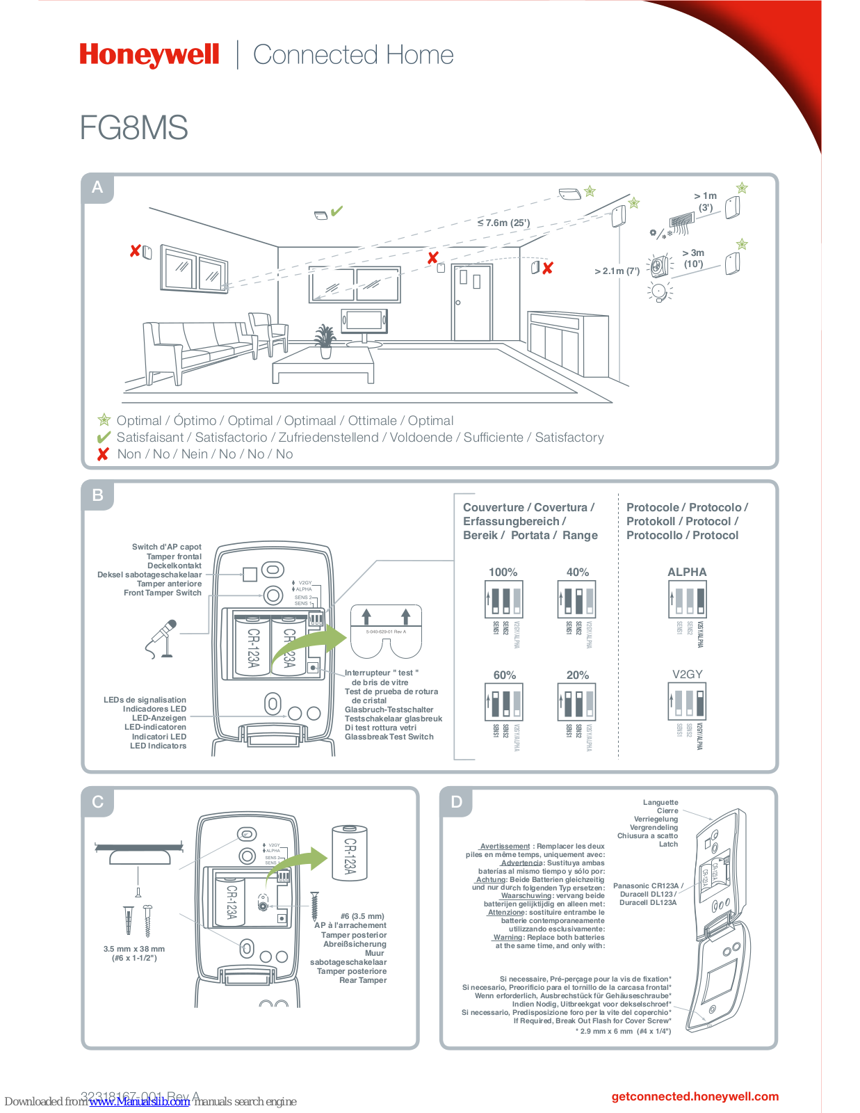 Honeywell FG8MS Installation Instructions Manual