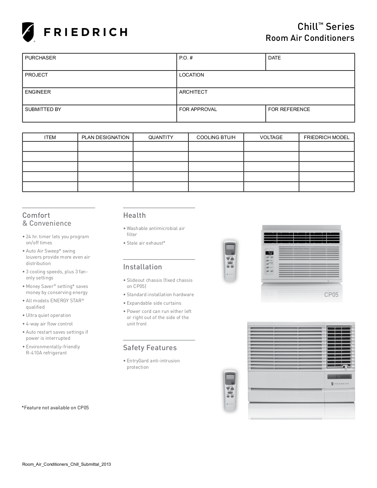 Friedrich EP18G33, EP12G33, EP24G33 User Manual