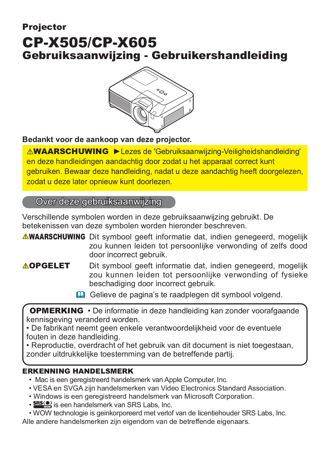 Hitachi CP-X605W User Manual