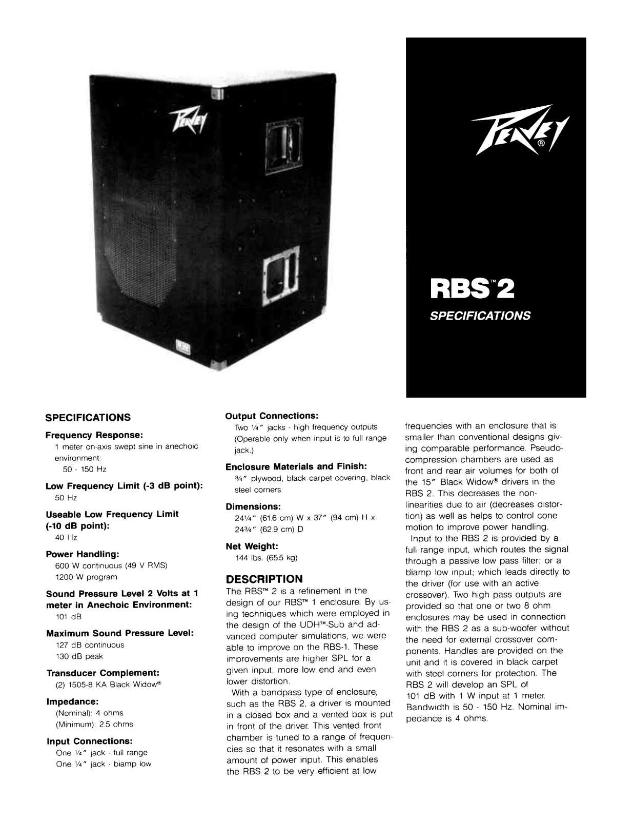 Peavey RBS 2 Specifications