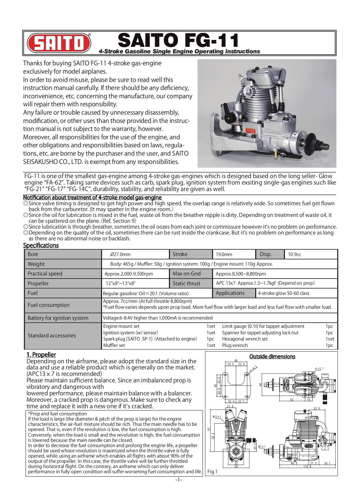 Saito FG-11 User Manual