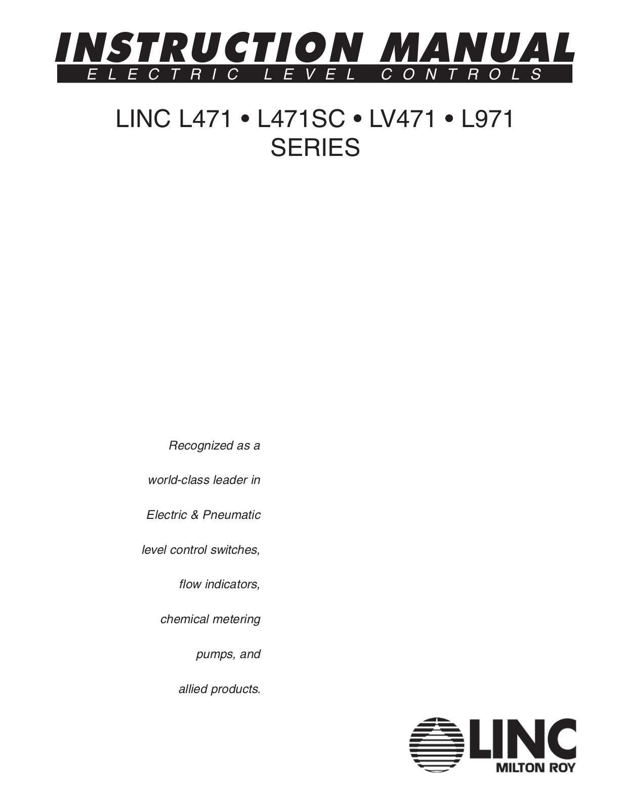 LINC milton roy L471-03, L471-01-04-N, L471-39, L471-79, L471-69 Instruction Manual