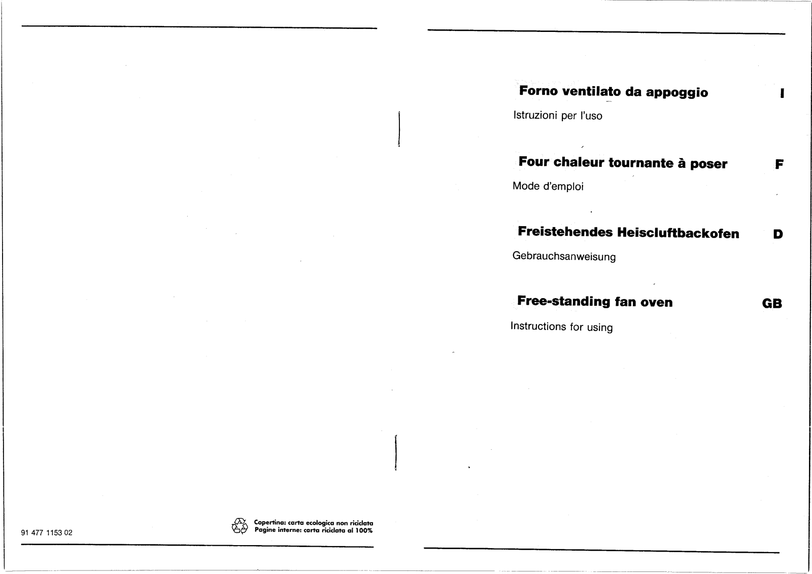 Smeg ALFA20R, ALFA21, ALFA35XA, ALFA30XG, ALFA30B User Manual