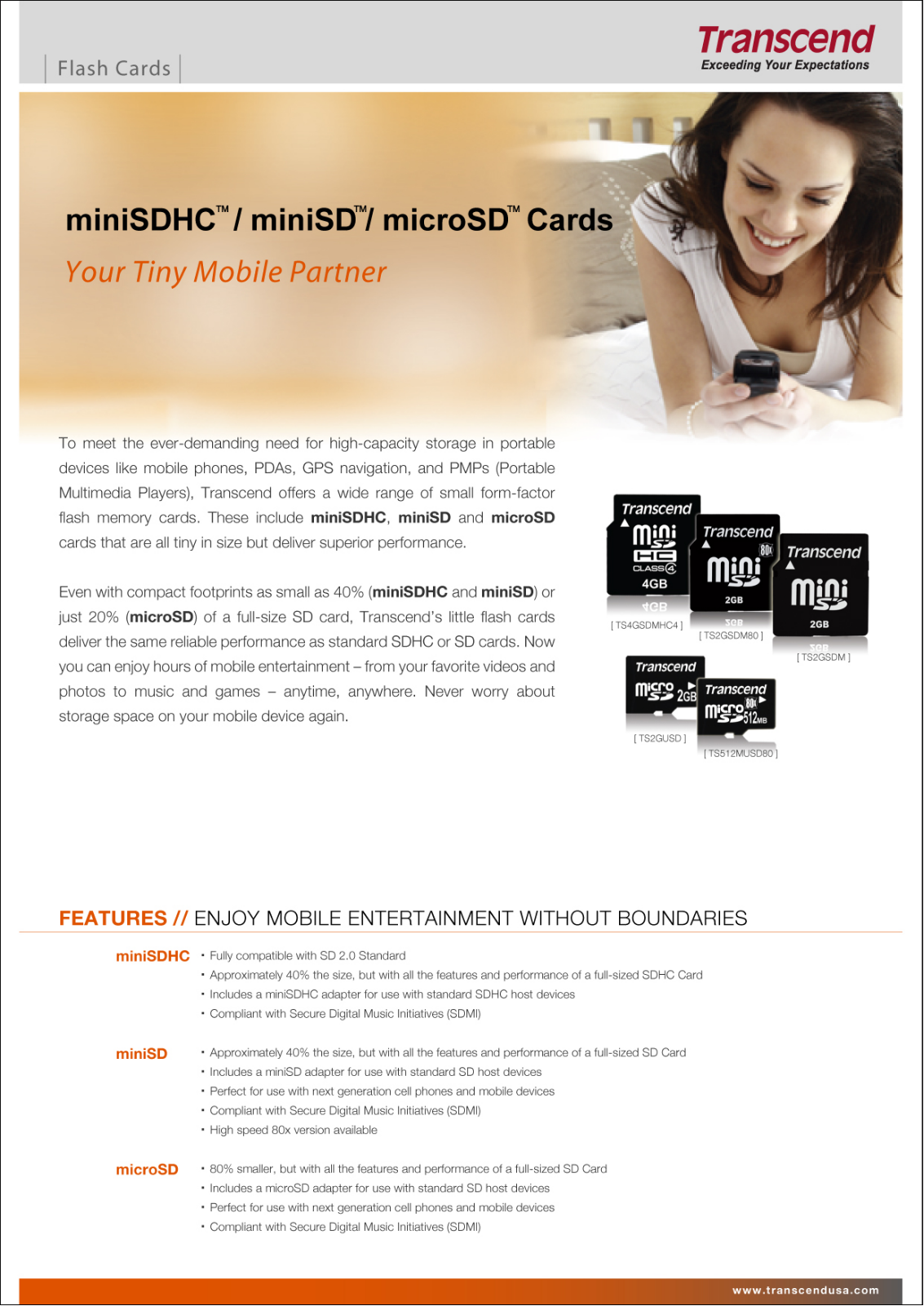 Transcend Information microSD, miniSD, TS256MUSD80 User Manual