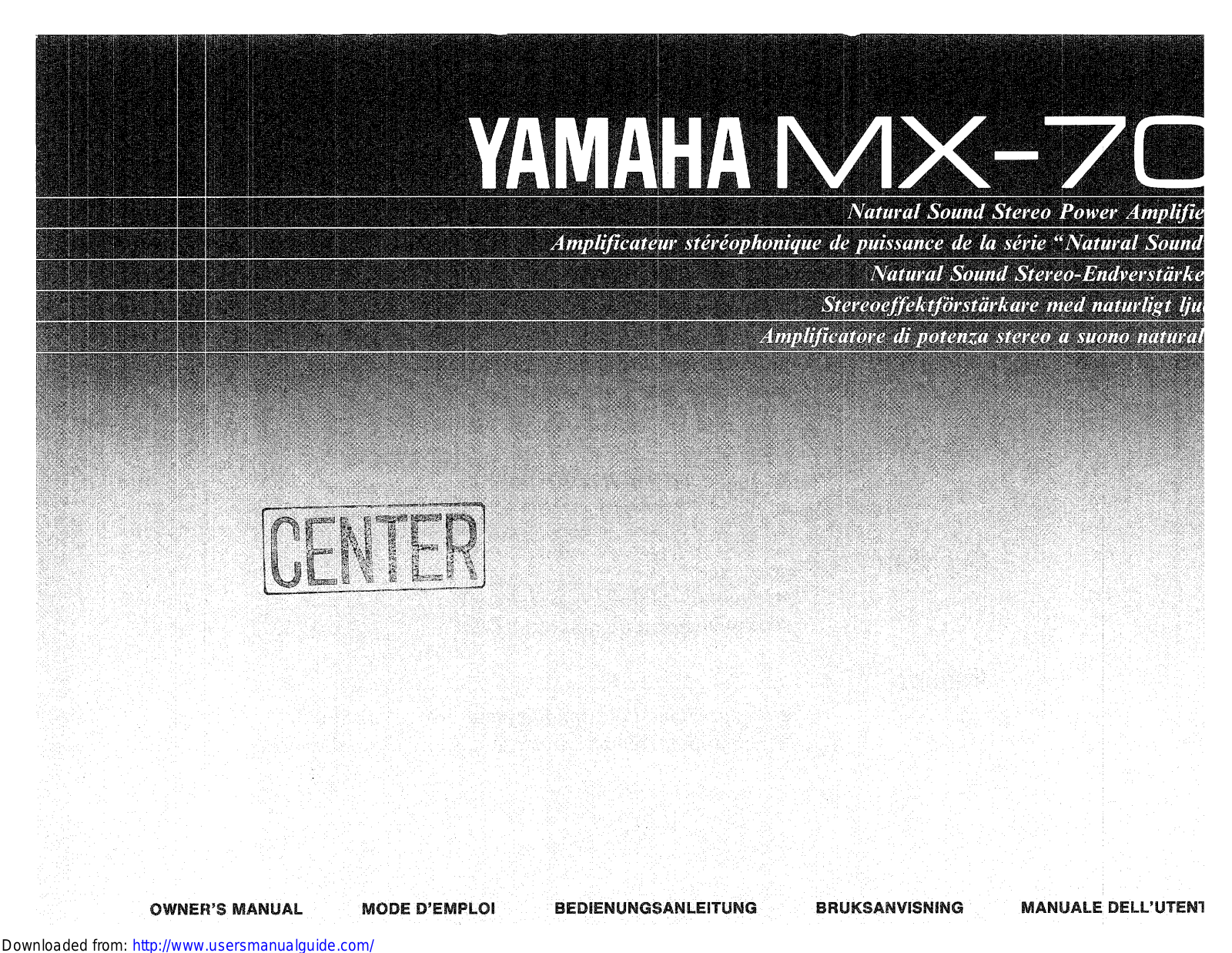 Yamaha Audio MX-70 User Manual