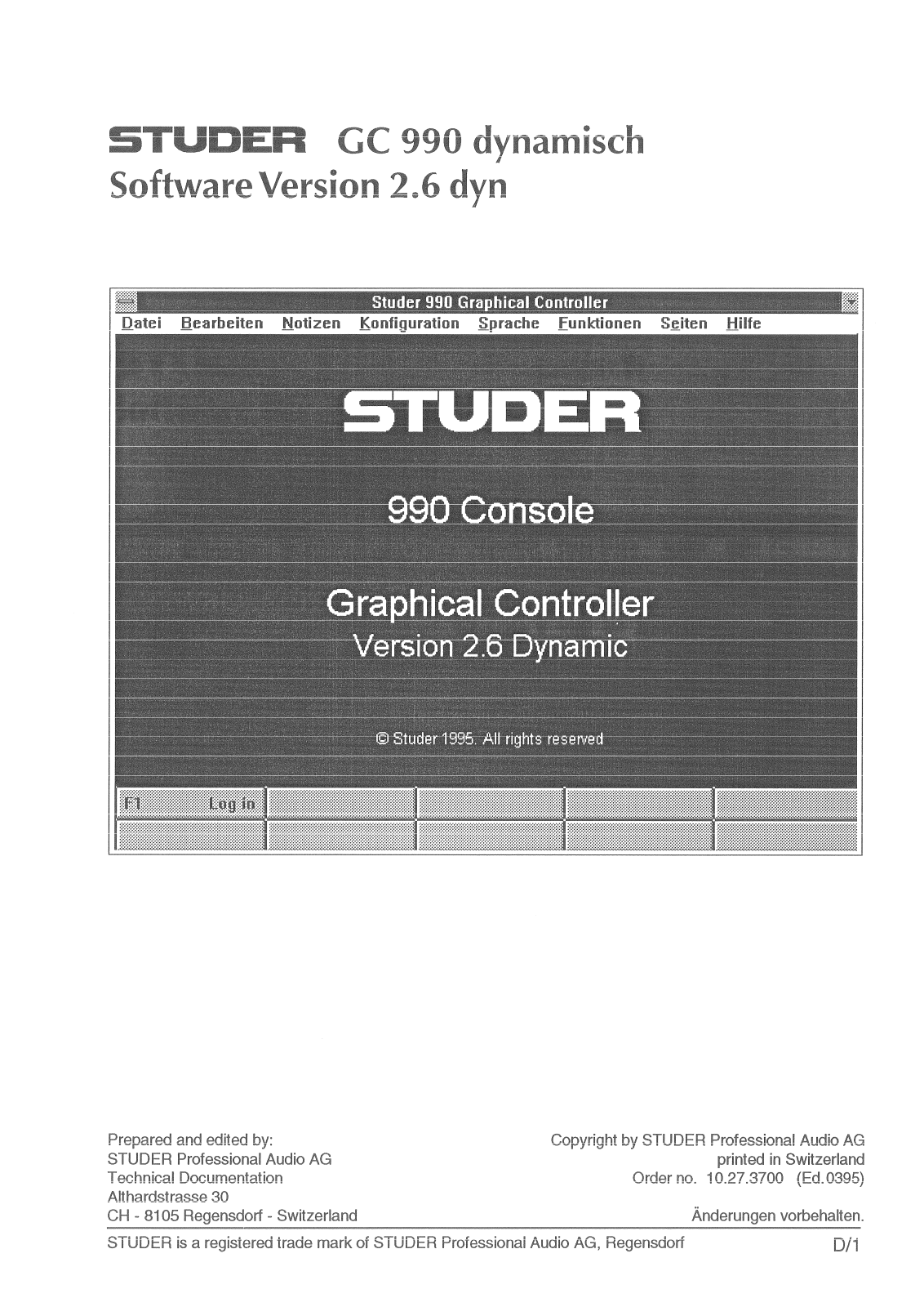 Studer 990-GCSW-2.6 Service manual