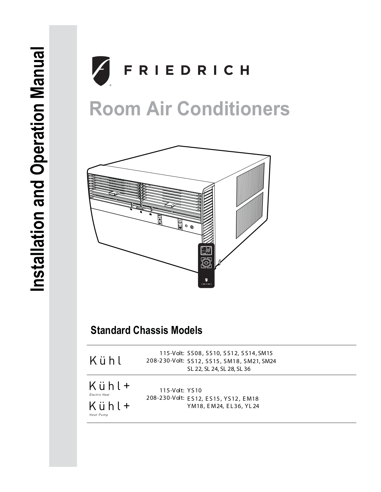 Friedrich SS15, SL 22 User Manual