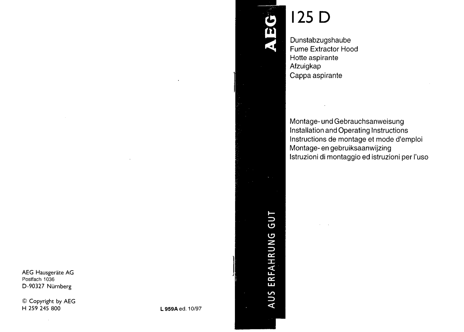 AEG-Electrolux 125DM User Manual