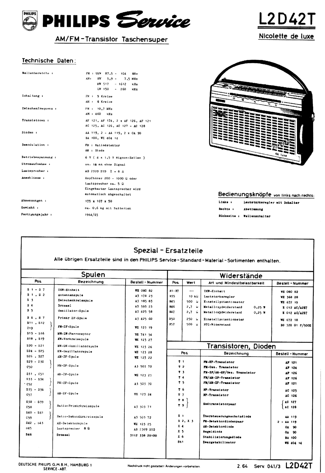 Philips L2D42T SERVICE MANUAL