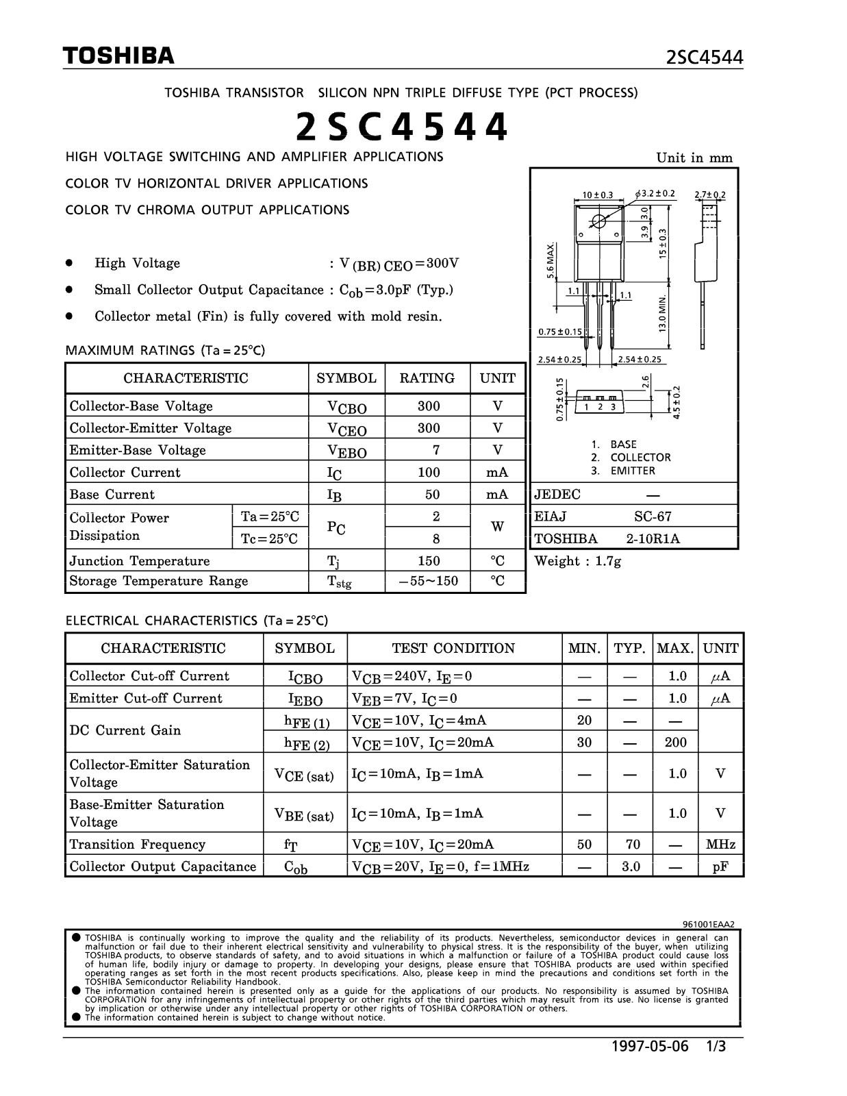 Toshiba 2SC4544 Datasheet