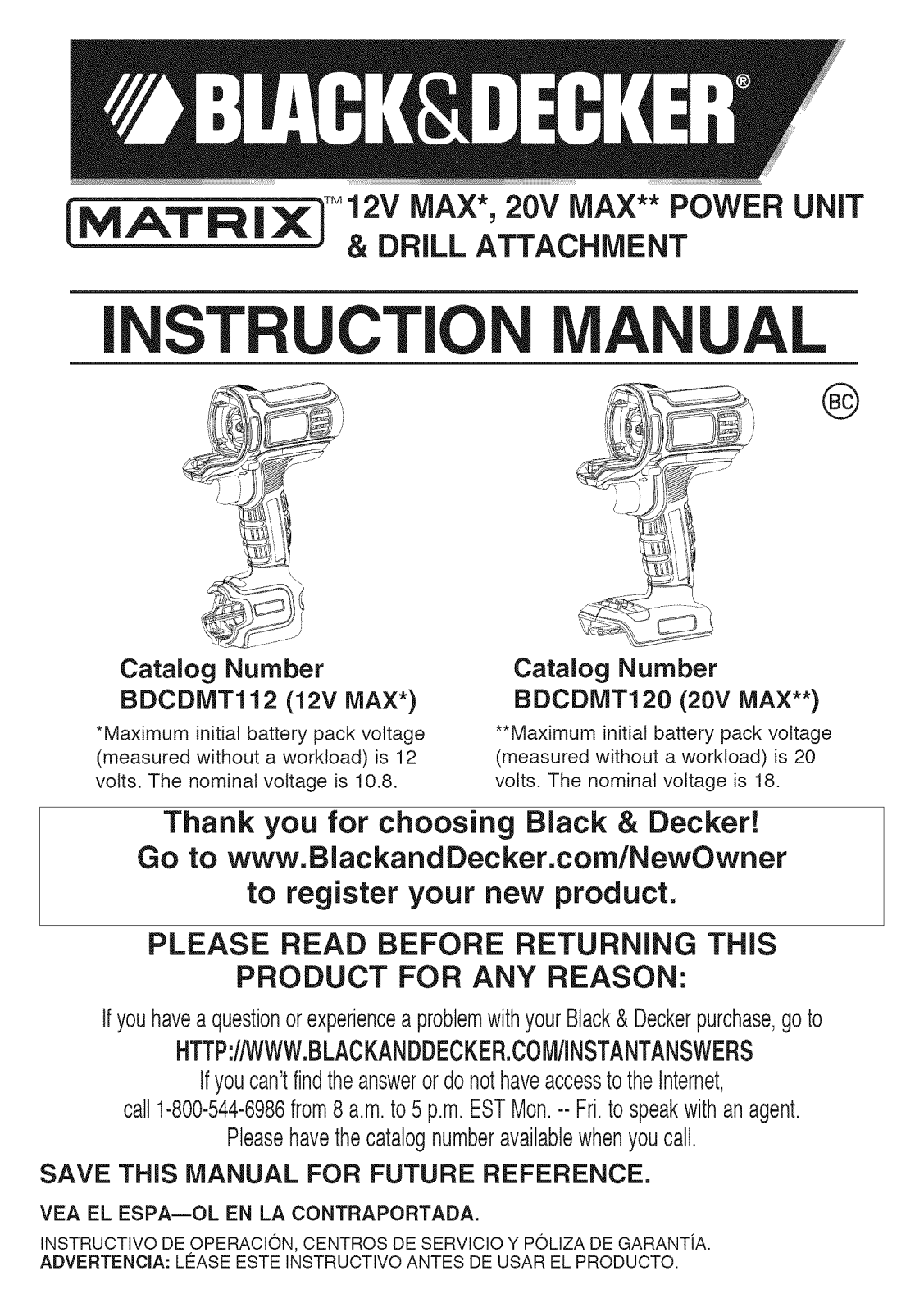 Black & Decker BDCDMT112 TYPE 1 Owner’s Manual - ManualMachine.com