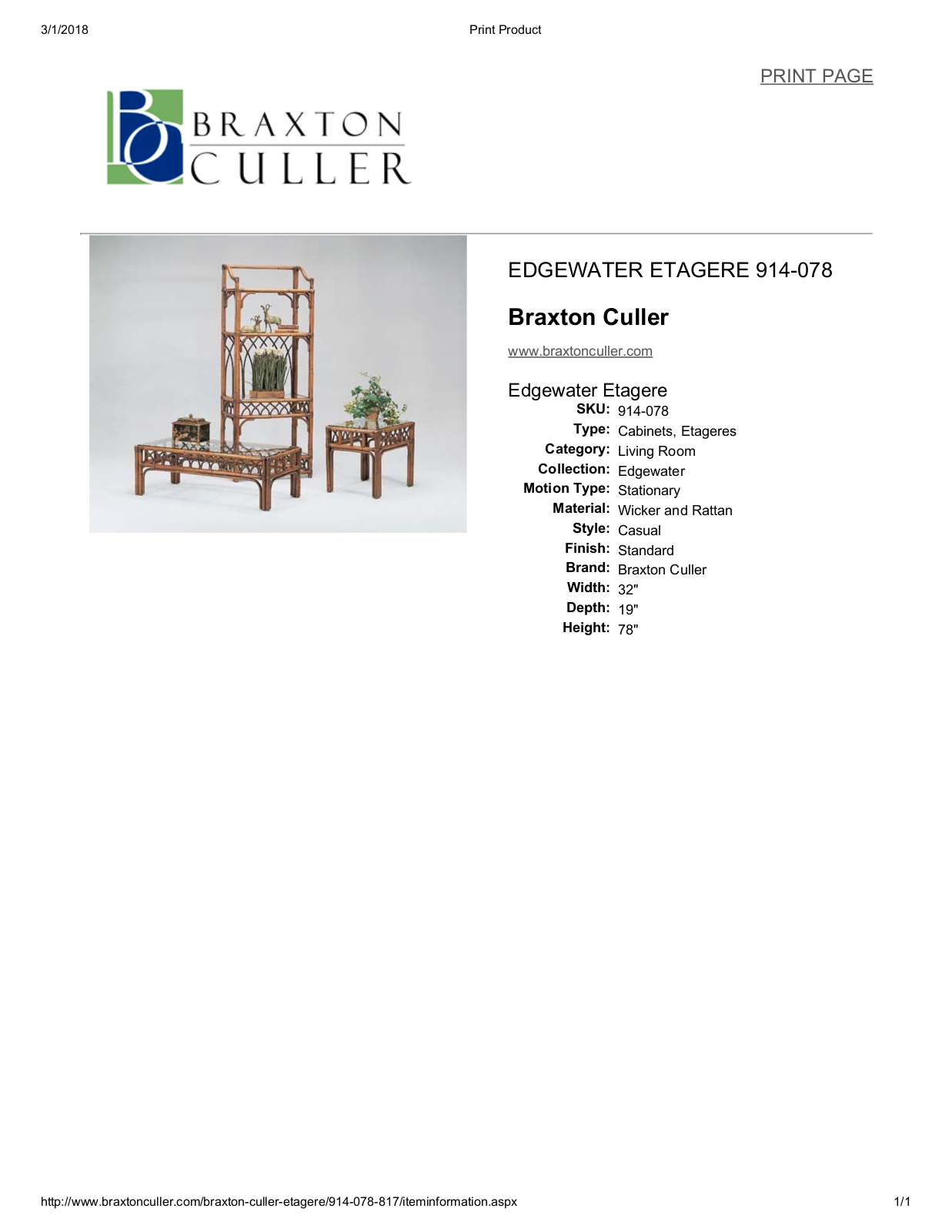 Braxton Culler BXCL1609 Specifications - ManualMachine.com