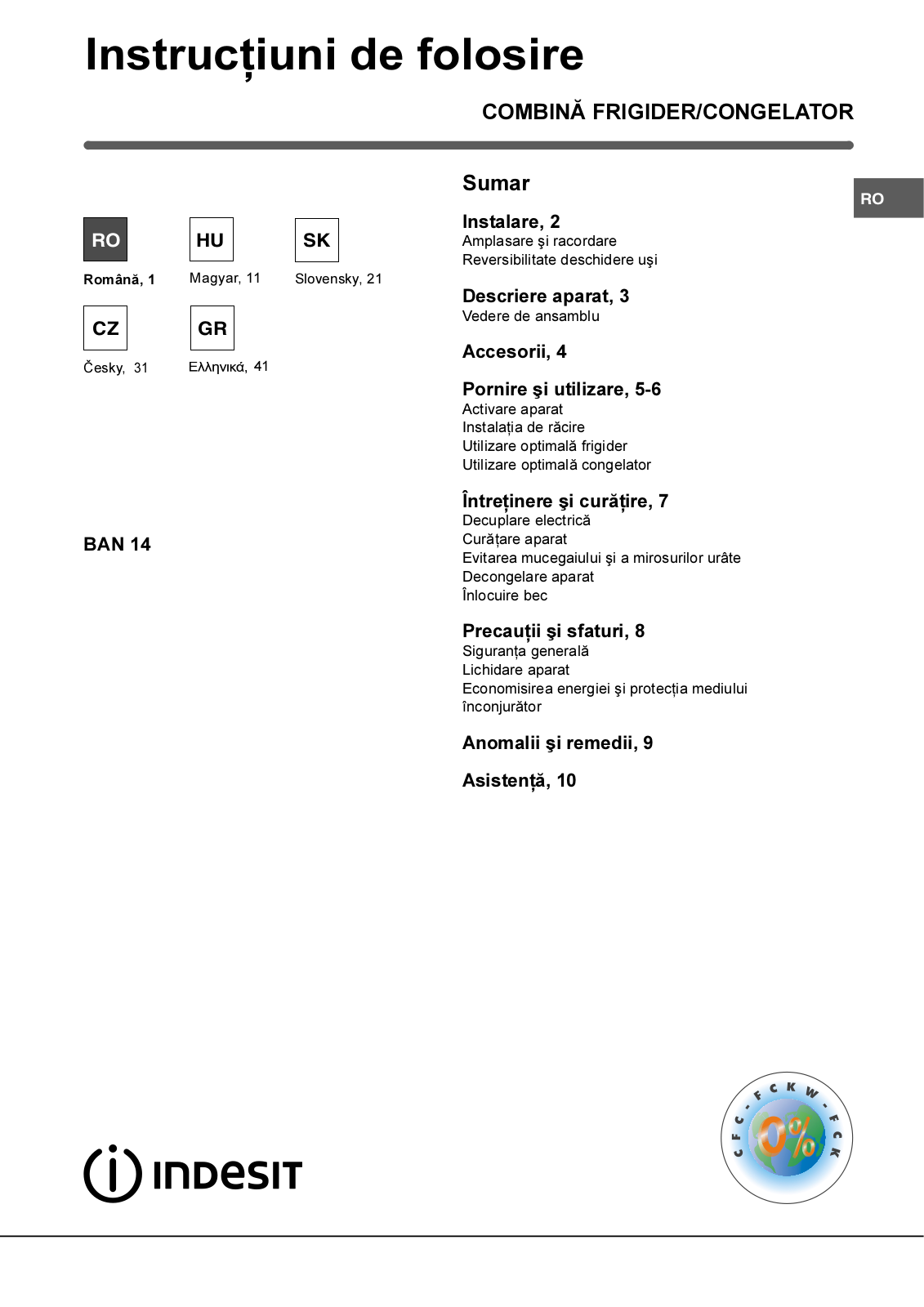 Indesit BAN 14 User Manual