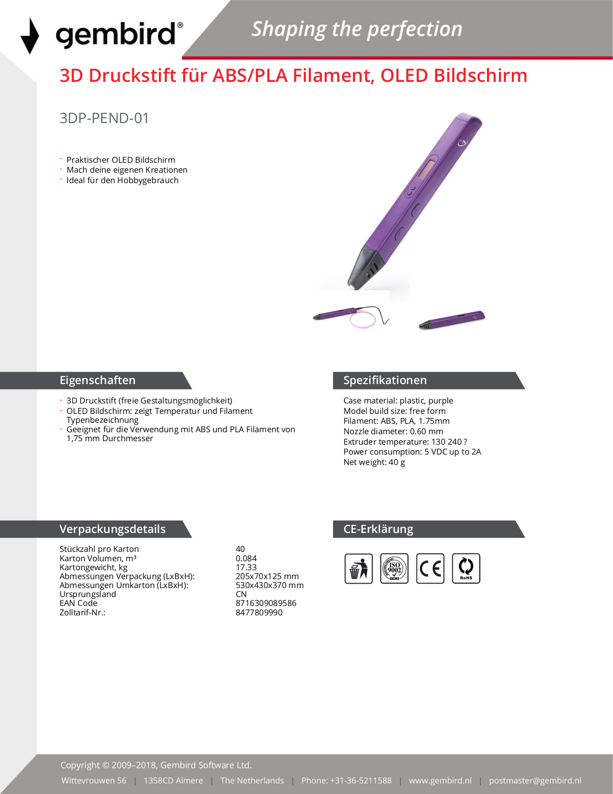 Gembird 3DP-PEND-01 User Manual - ManualMachine.com