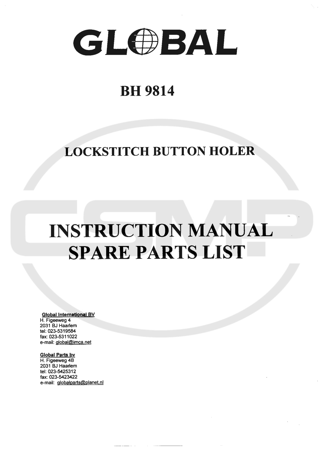 Global BH9814 Parts Book