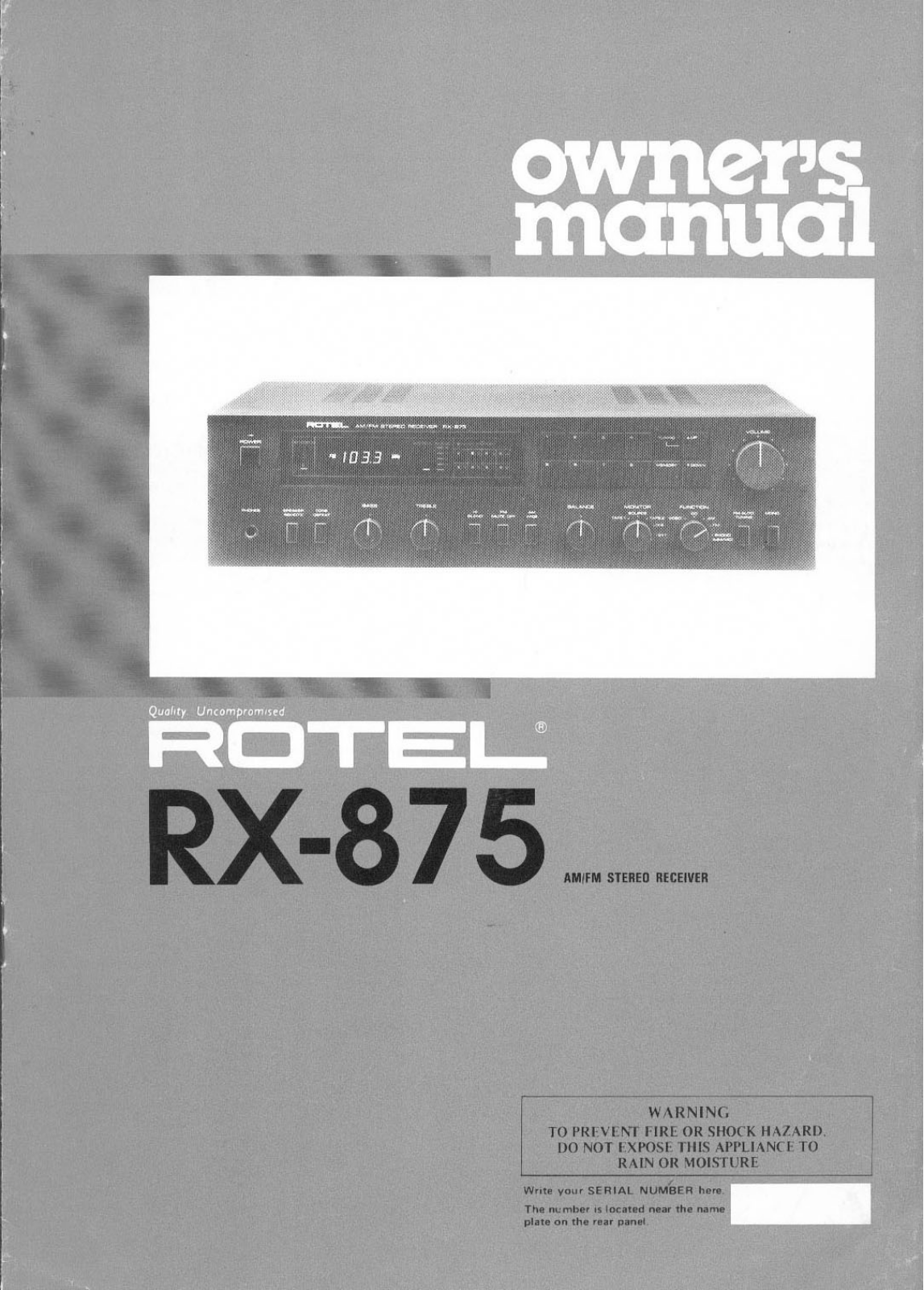 Rotel RX-875 Owners manual