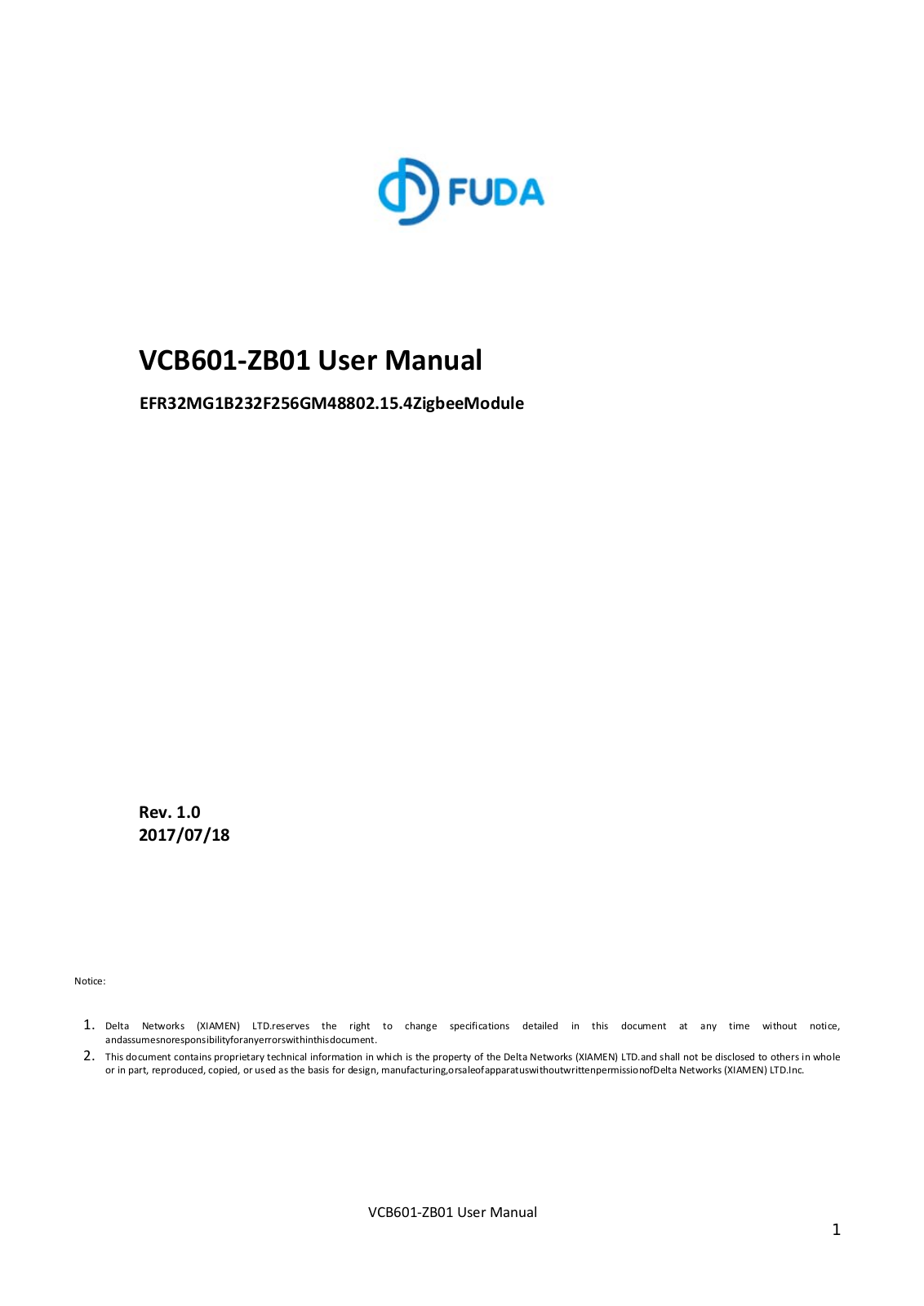 Delta Networks VCB601 Users Manual