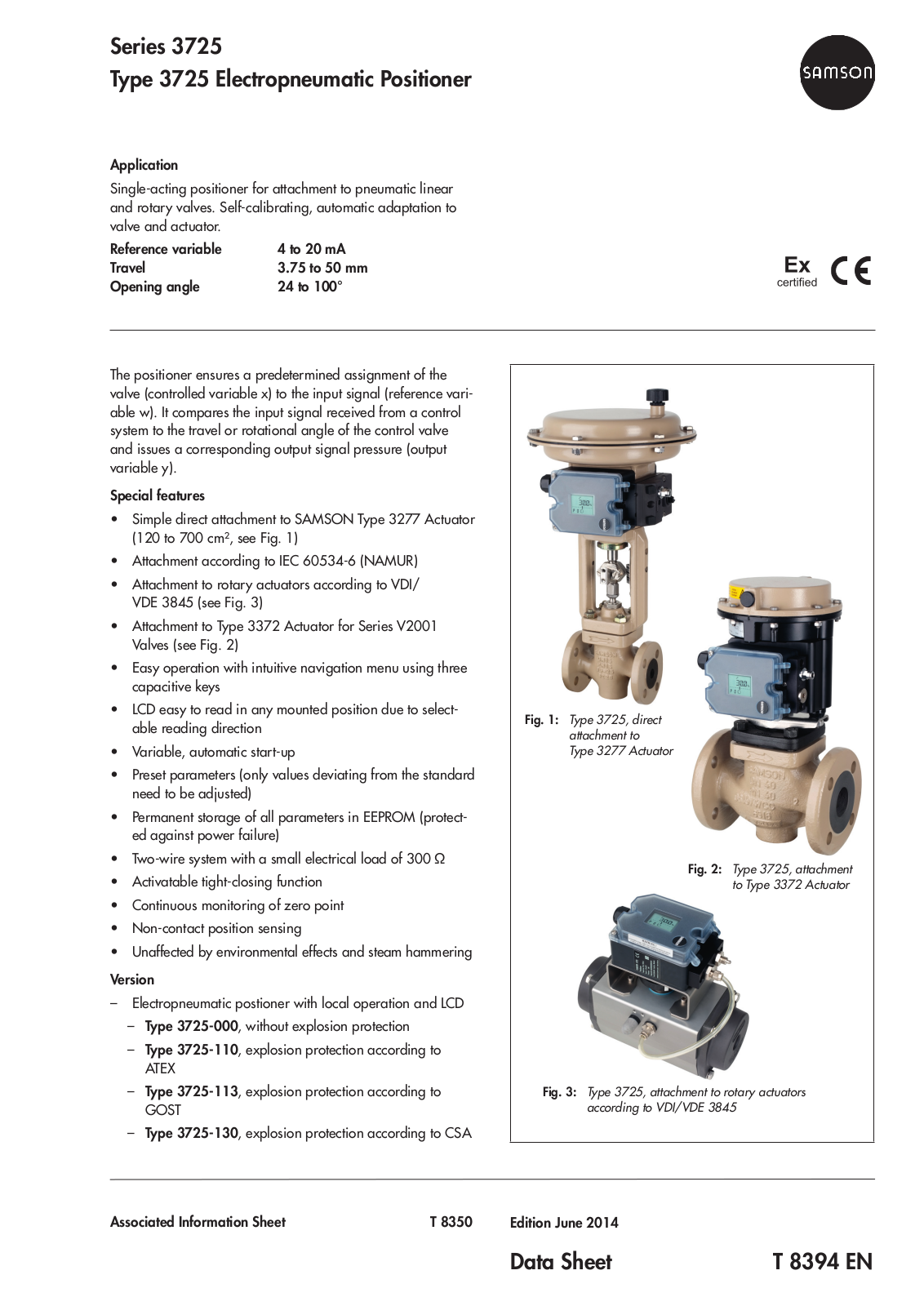 Samson 3725-000, 3725-113, 3725-110, 3725 Series, 3725-130 Datasheet