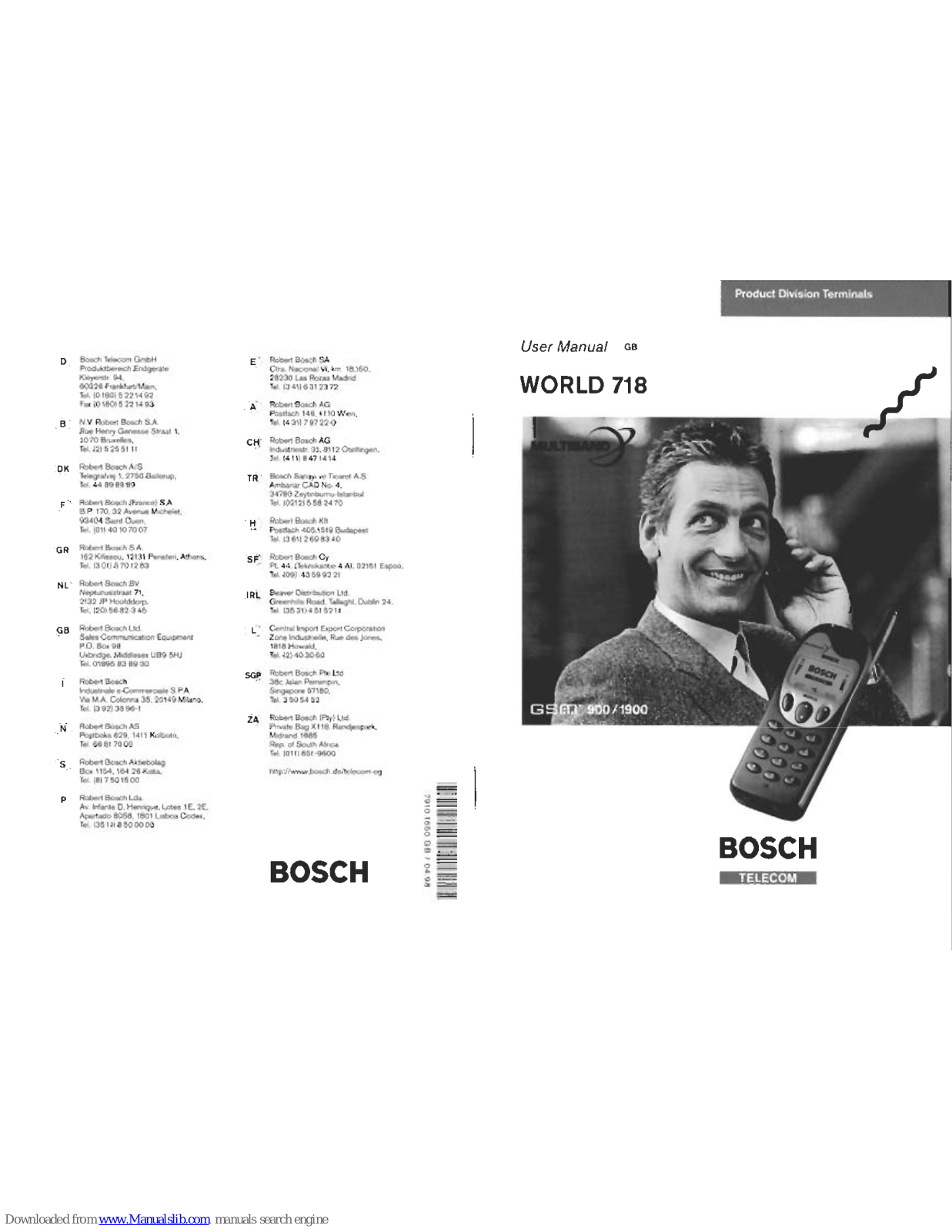 Bosch WORLD 718 User Manual