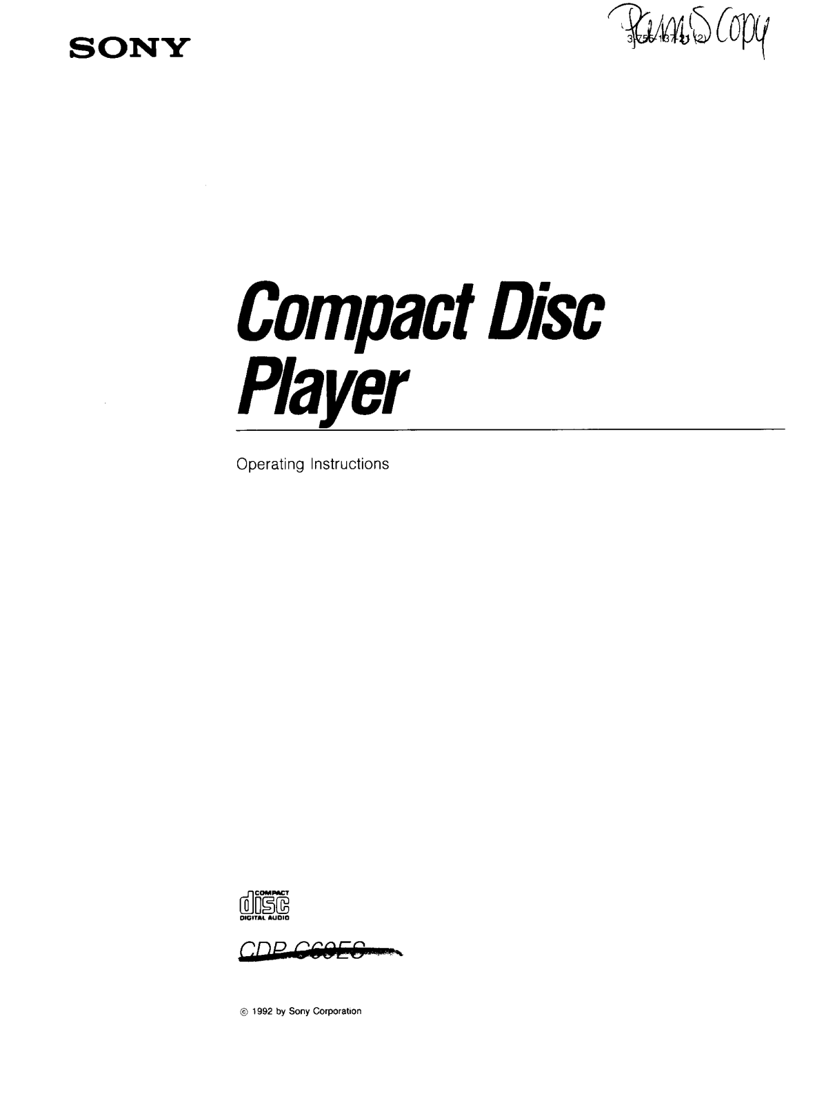 Sony CDP-C69ES User Manual