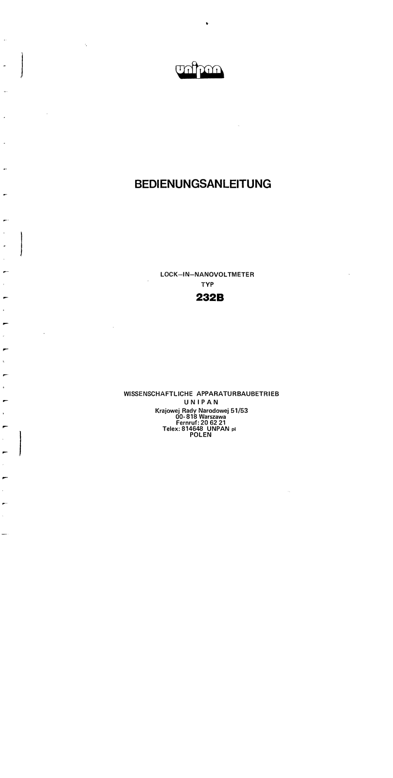 Unipan 232B User Manual