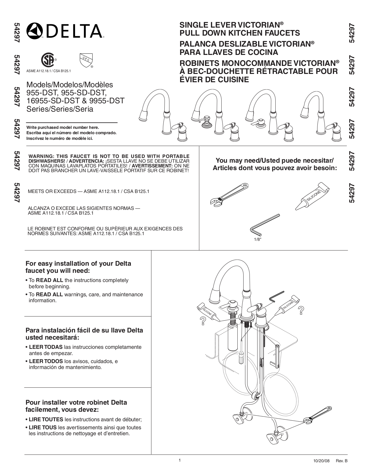 Delta 16955-SD-DST, 542975, 955-DST, 955-SD-DST User Manual