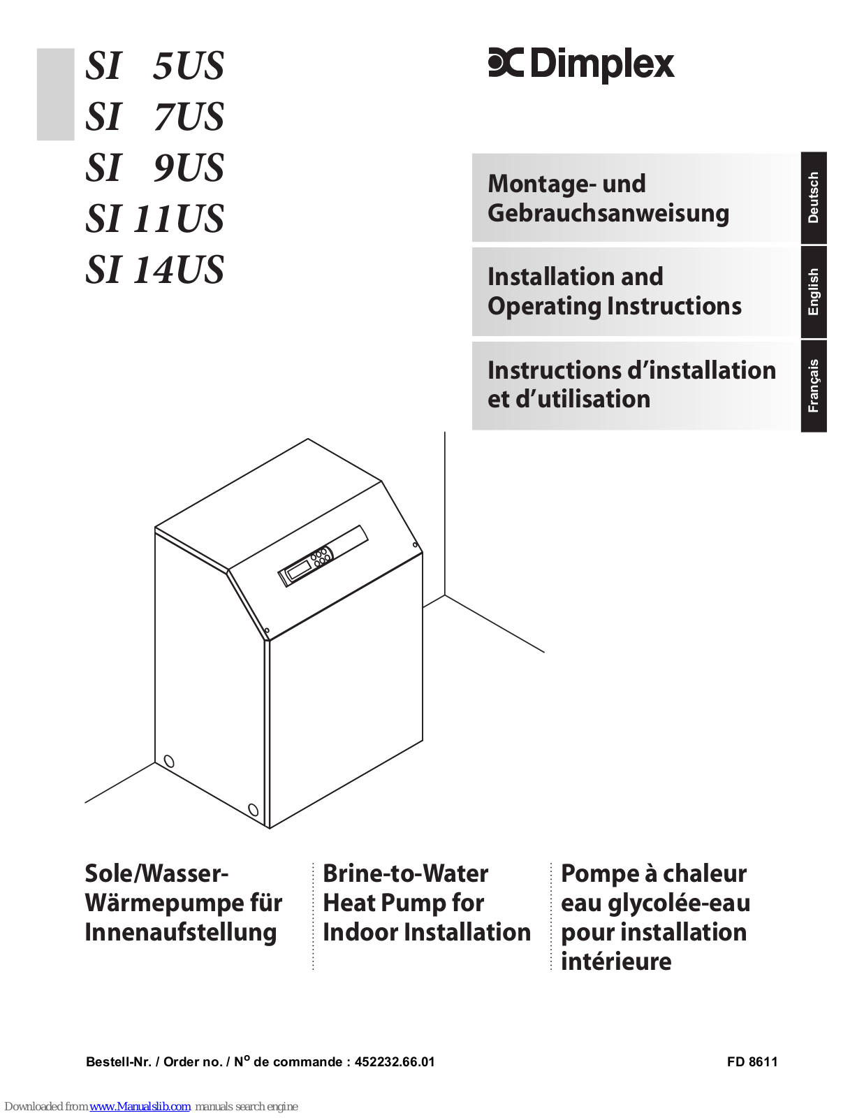 Dimplex SI 5US, SI 7US, SI 14US, SI 9US, SI 11US Installation And Operating Instructions Manual