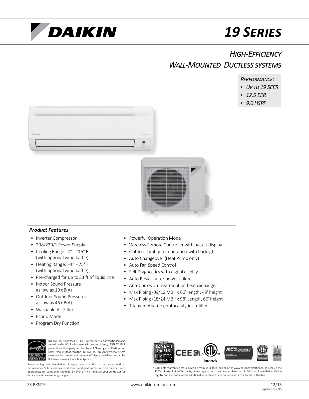 Goodman FTK09NMVJU User Manual