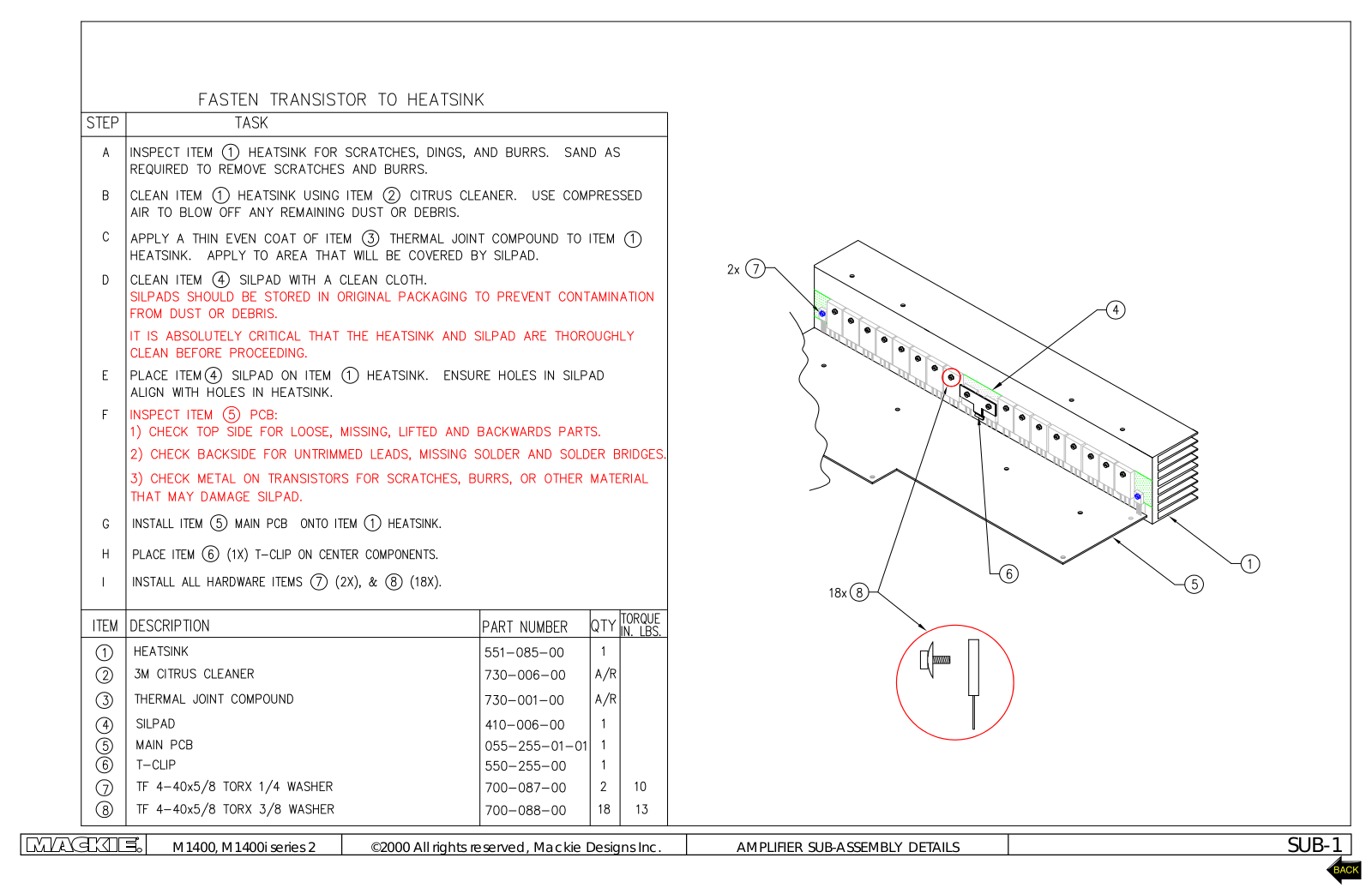 Mach 1 Acoustics M-1400-I Service manual