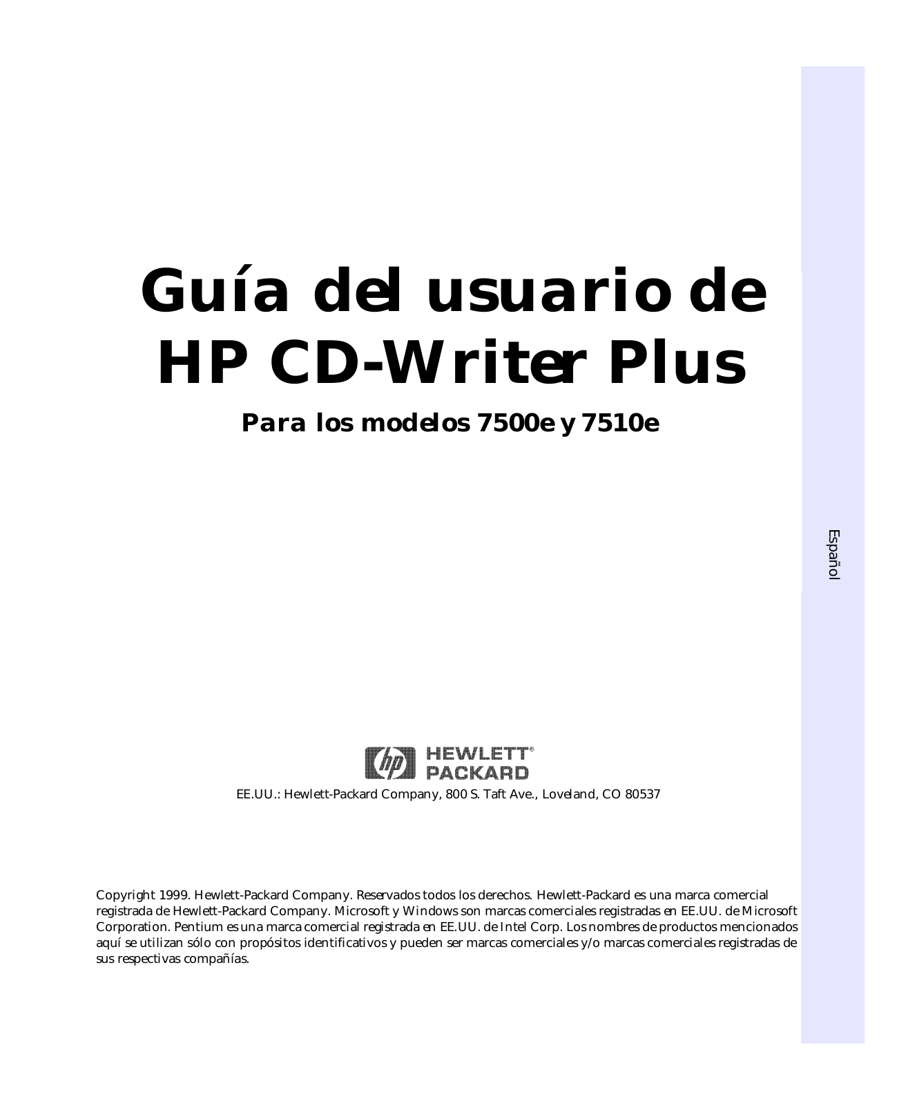 Hp CD-WRITER 7500 User Manual