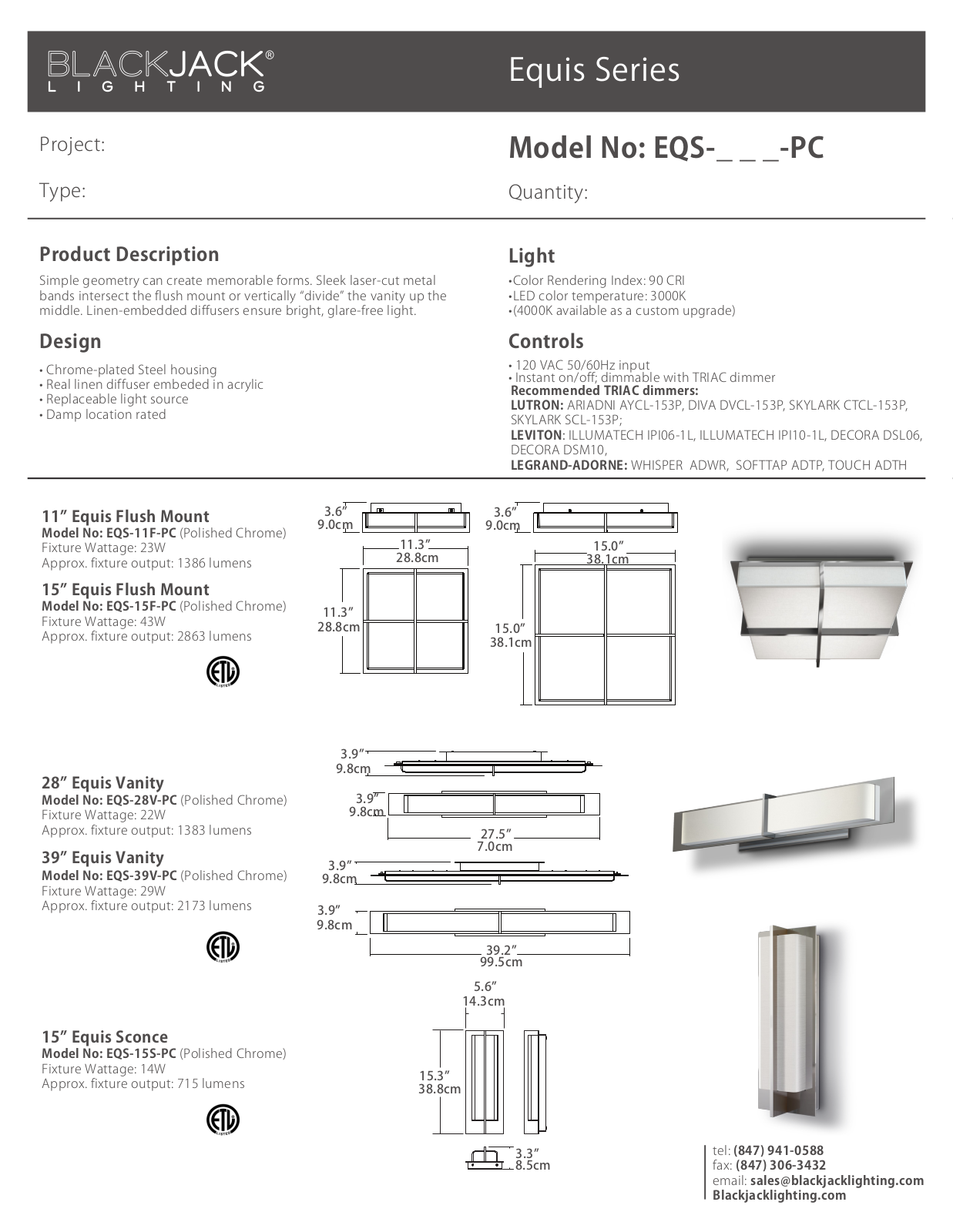 Blackjack Lighting AAQF1018 Specifications - ManualMachine.com