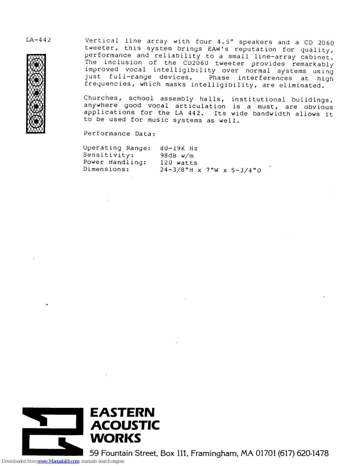 EAW LA442 Specifications