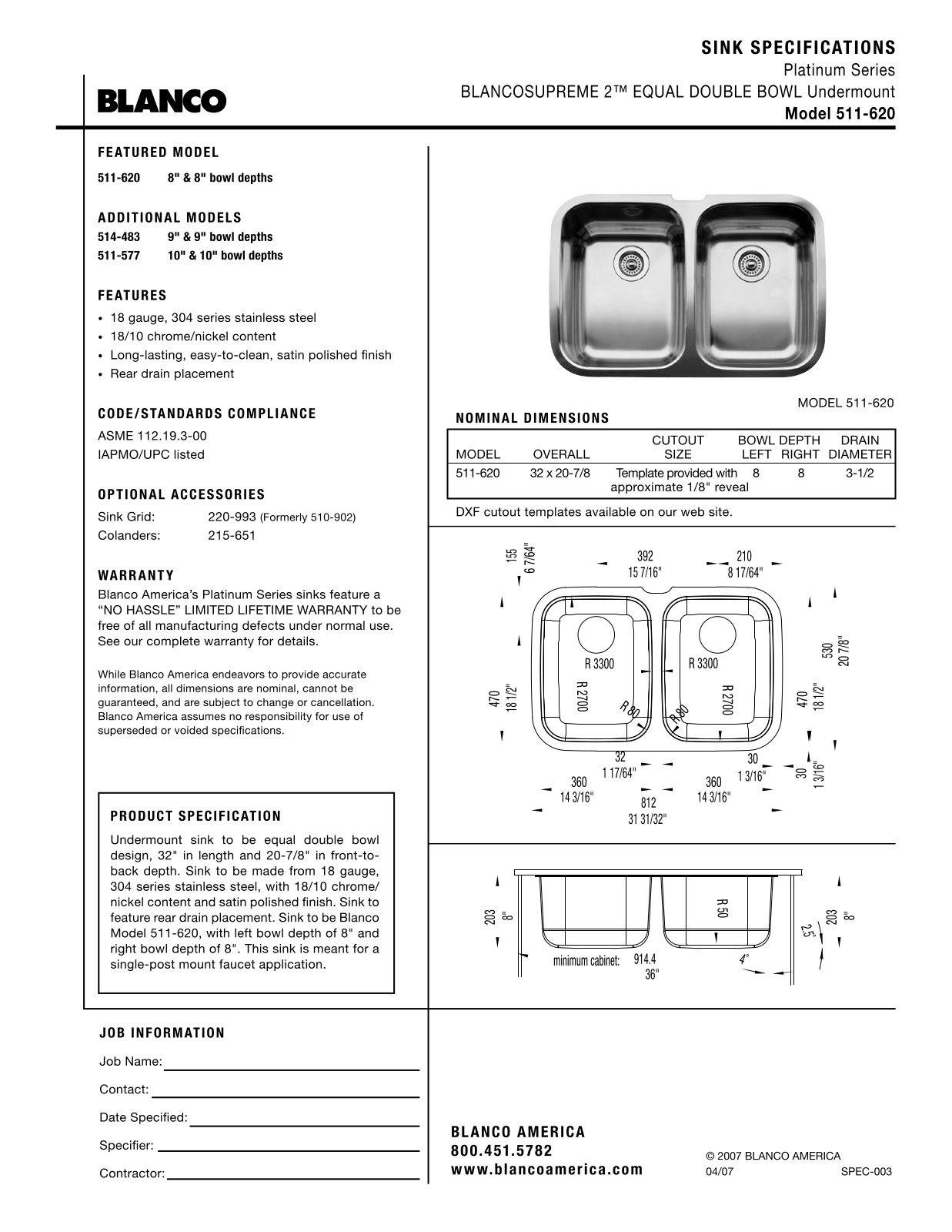 Blanco 511-620 User Manual