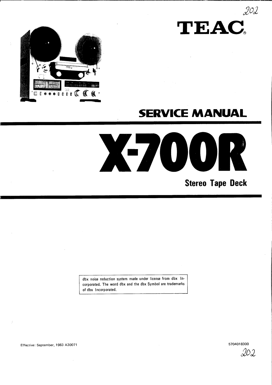 Teac X-700-R Service Manual