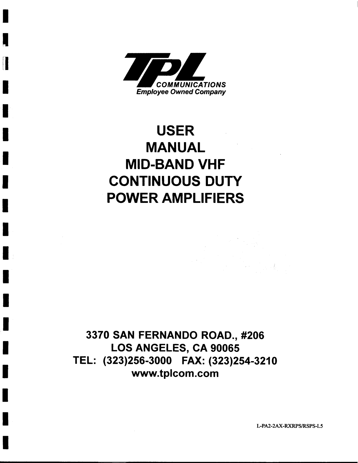TPL Communications 2 2AB, 2 2AC User Manual - ManualMachine.com