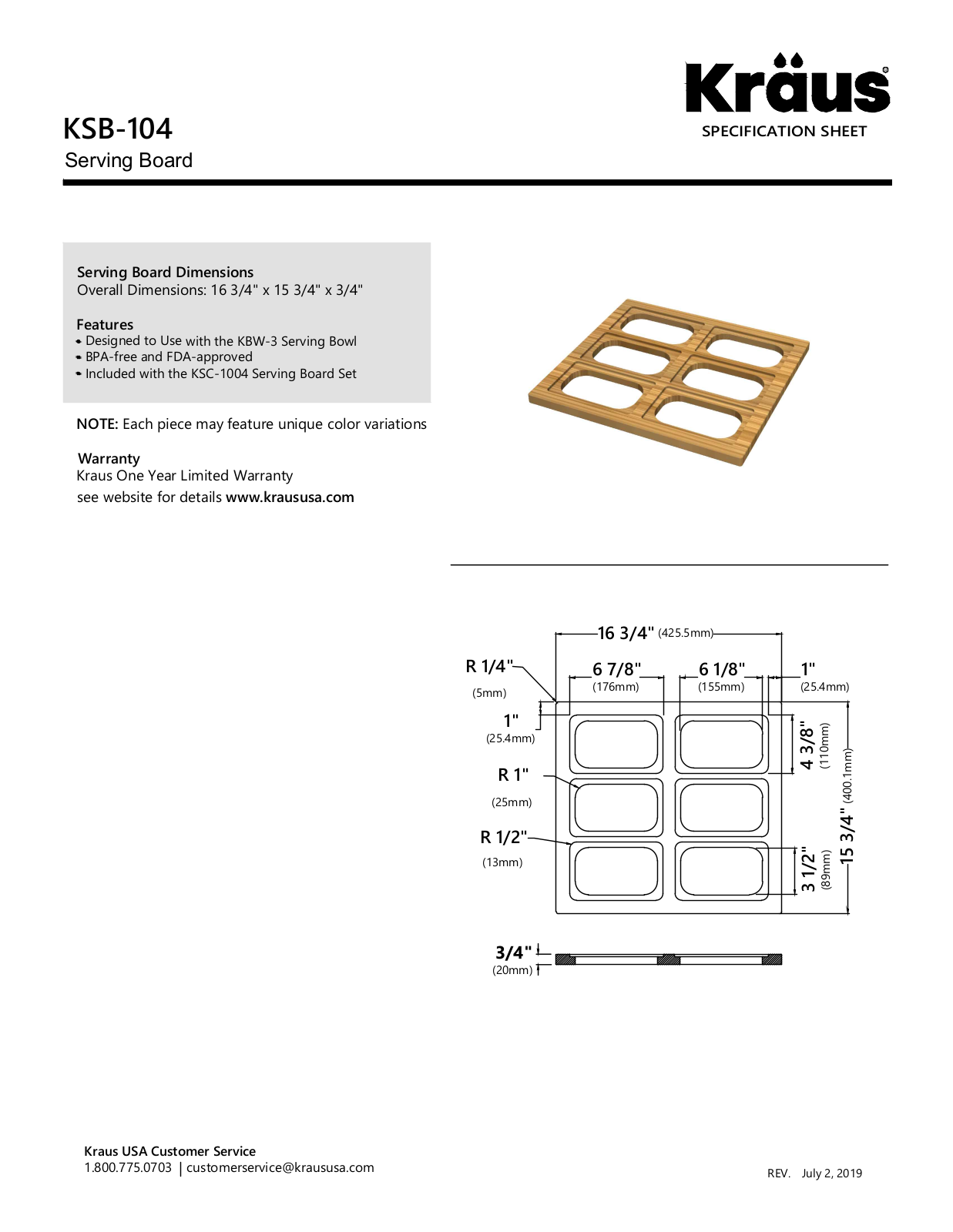 Kraus KSC1004BB Specs