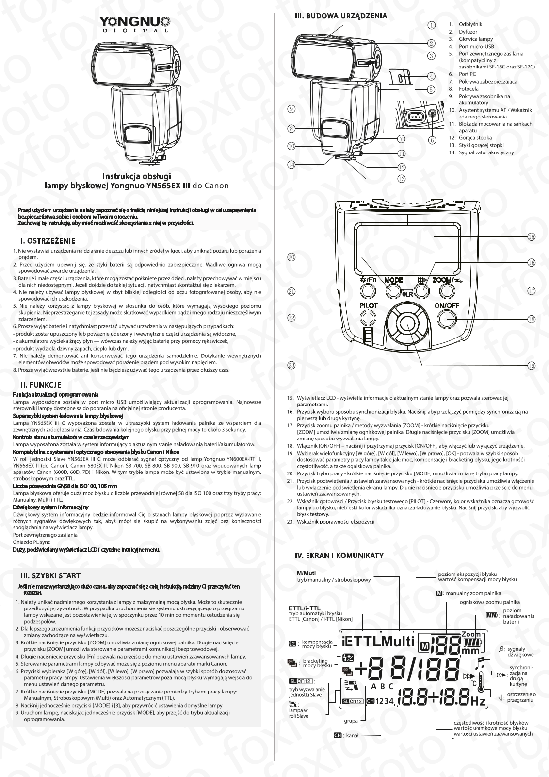 YONGNUO YN565EX III do Canon User guide