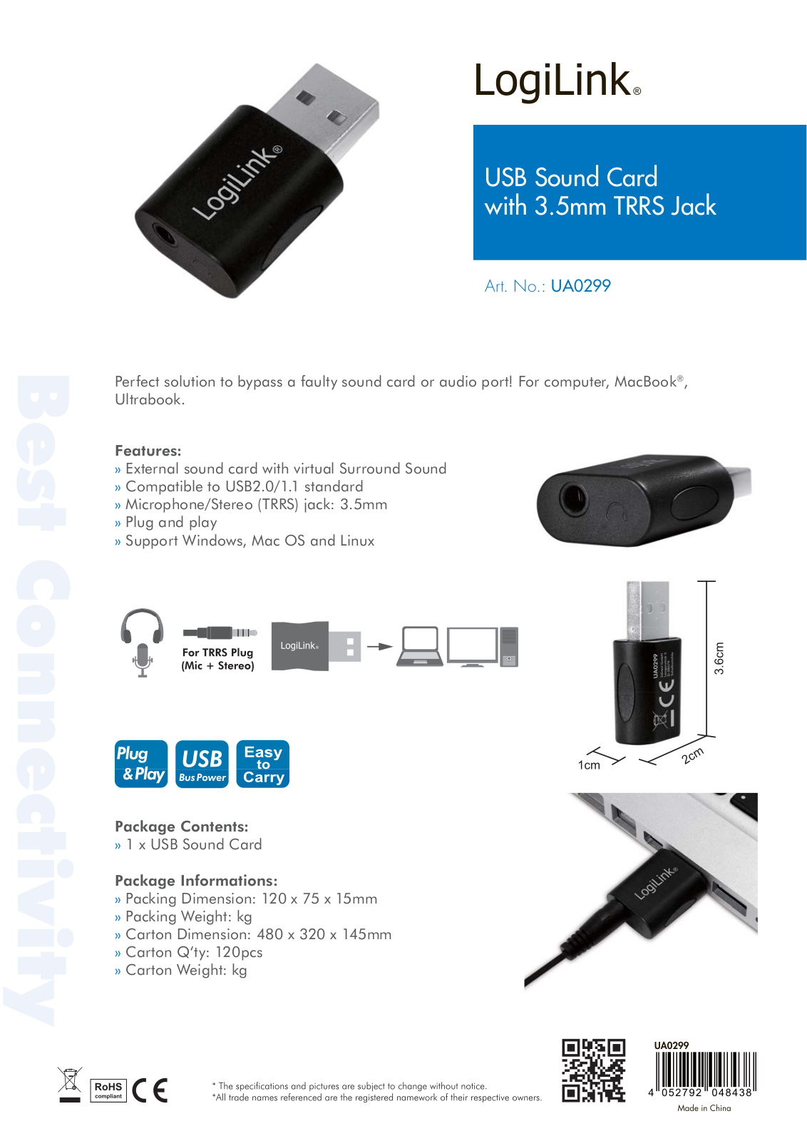 Logilink IUSB-DAC-299 Datasheet - ManualMachine.com