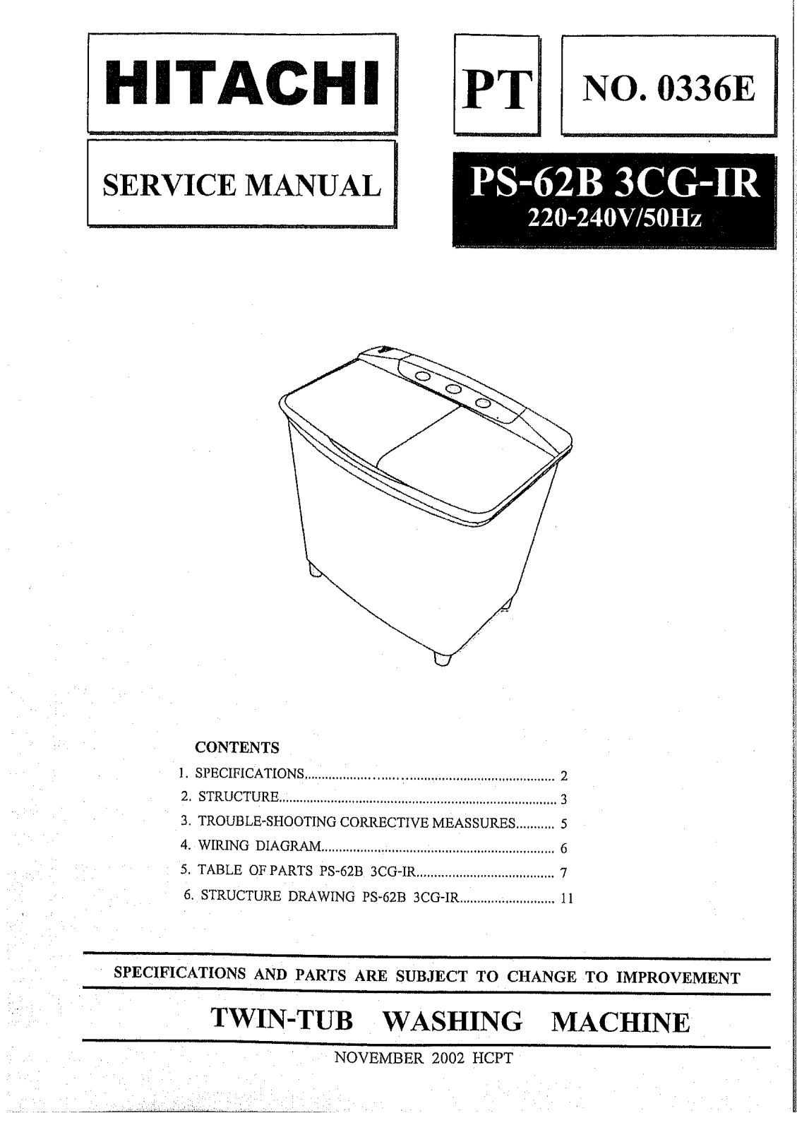 Hitachi PS-62B Service Manual