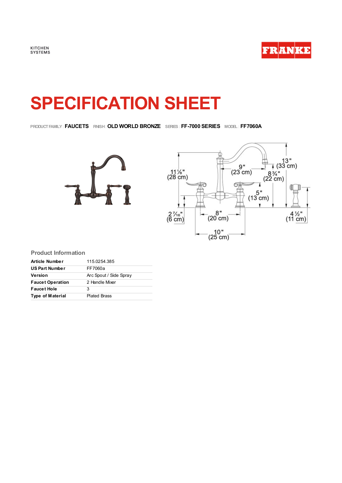 Franke Foodservice FF7060A User Manual