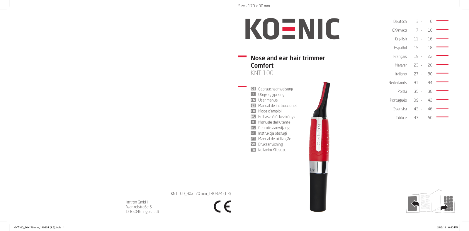 Koenic KNT 100 operation manual