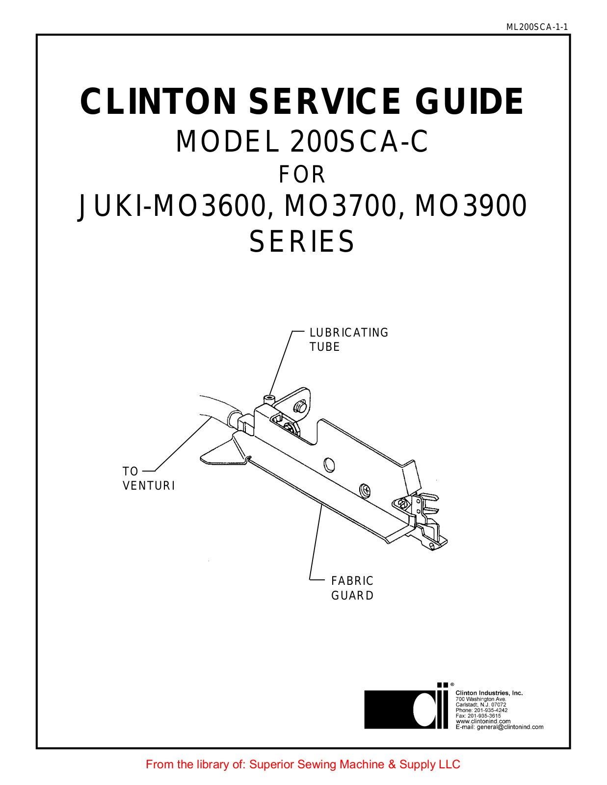 Juki 200SCA For Juki MO3900 User Manual