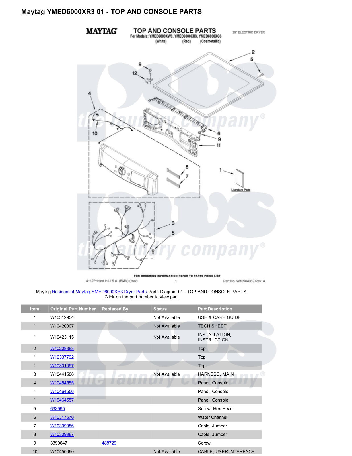 Maytag YMED6000XR3 Parts Diagram