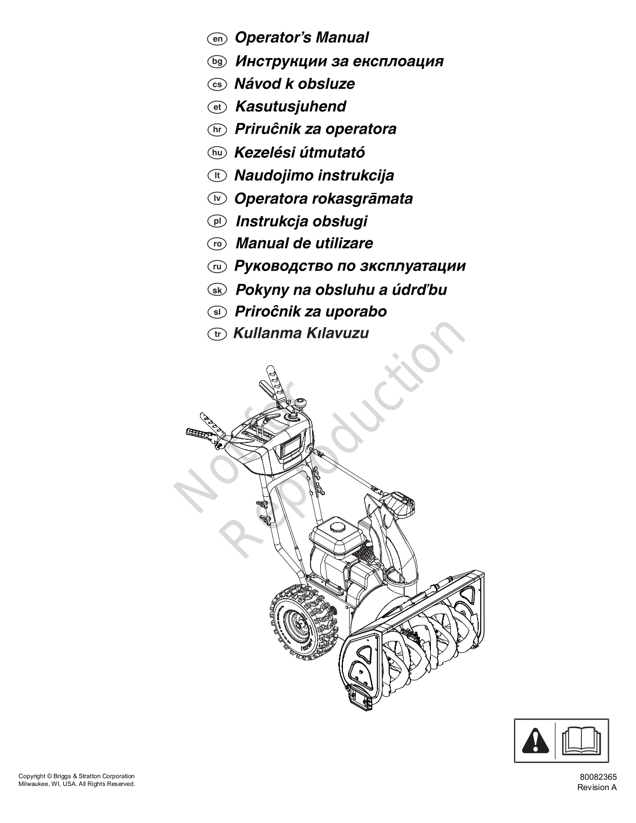 Briggs & Stratton 1696617-03, 1696618-04, 1696621-03 OPERATOR’S MANUAL