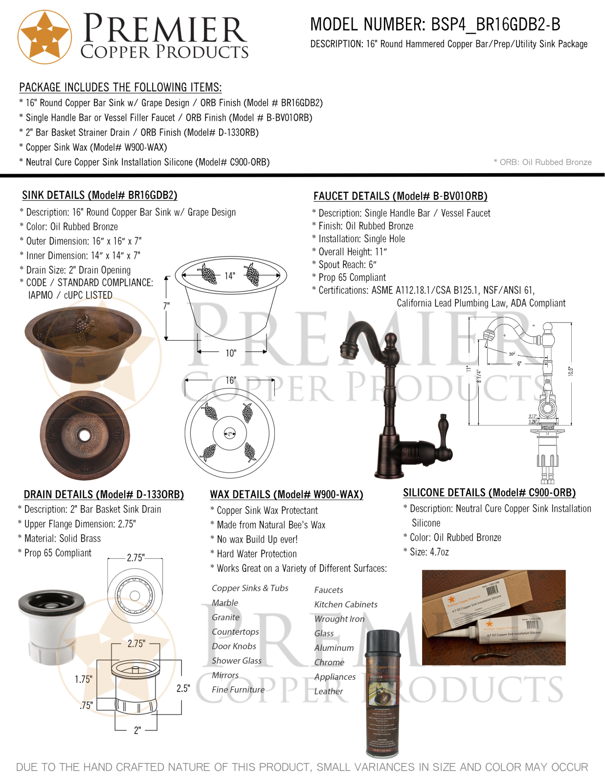 Premier Copper Products IER1781 Specifications - ManualMachine.com