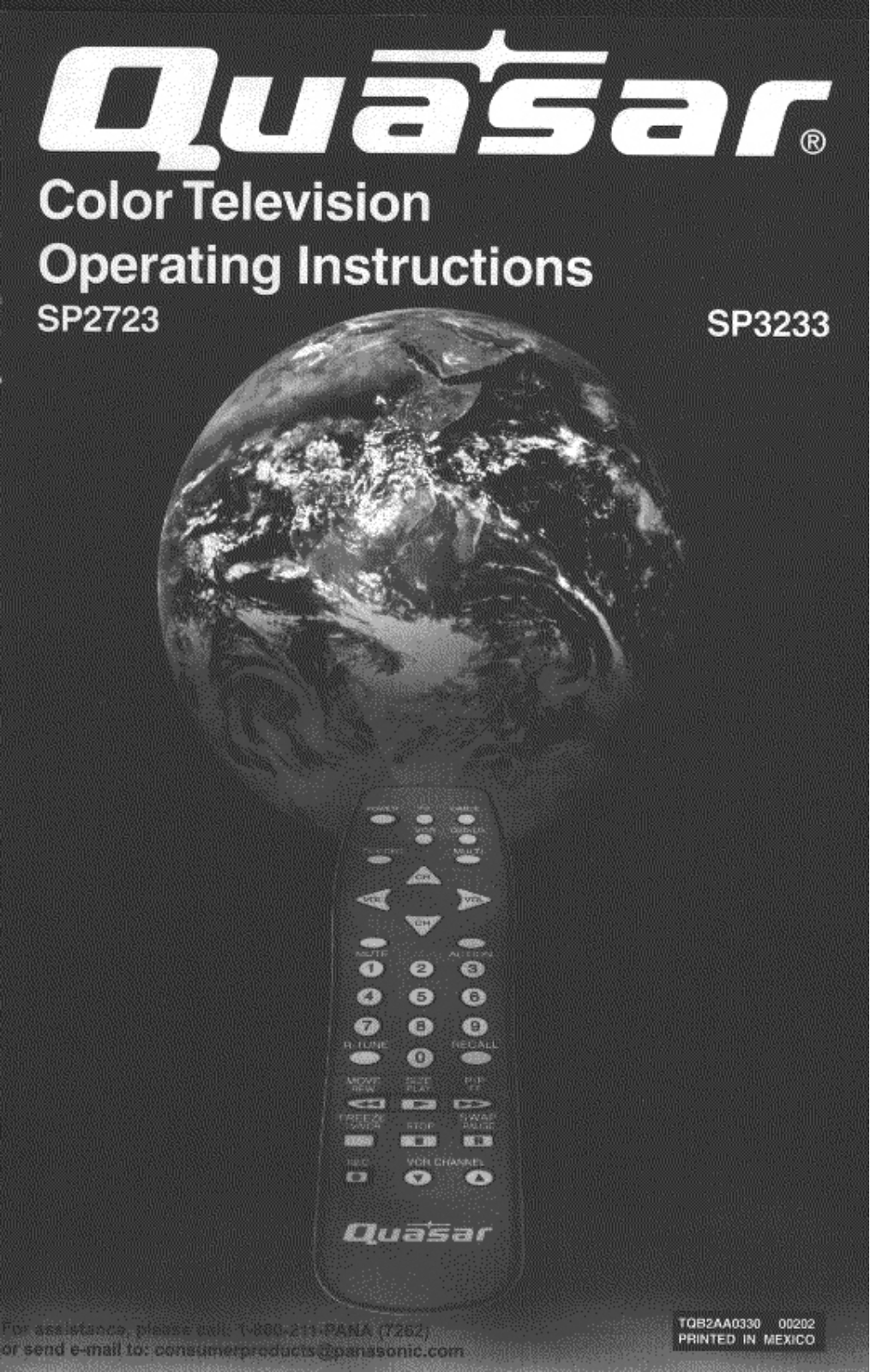 Panasonic sp-2723 Operation Manual