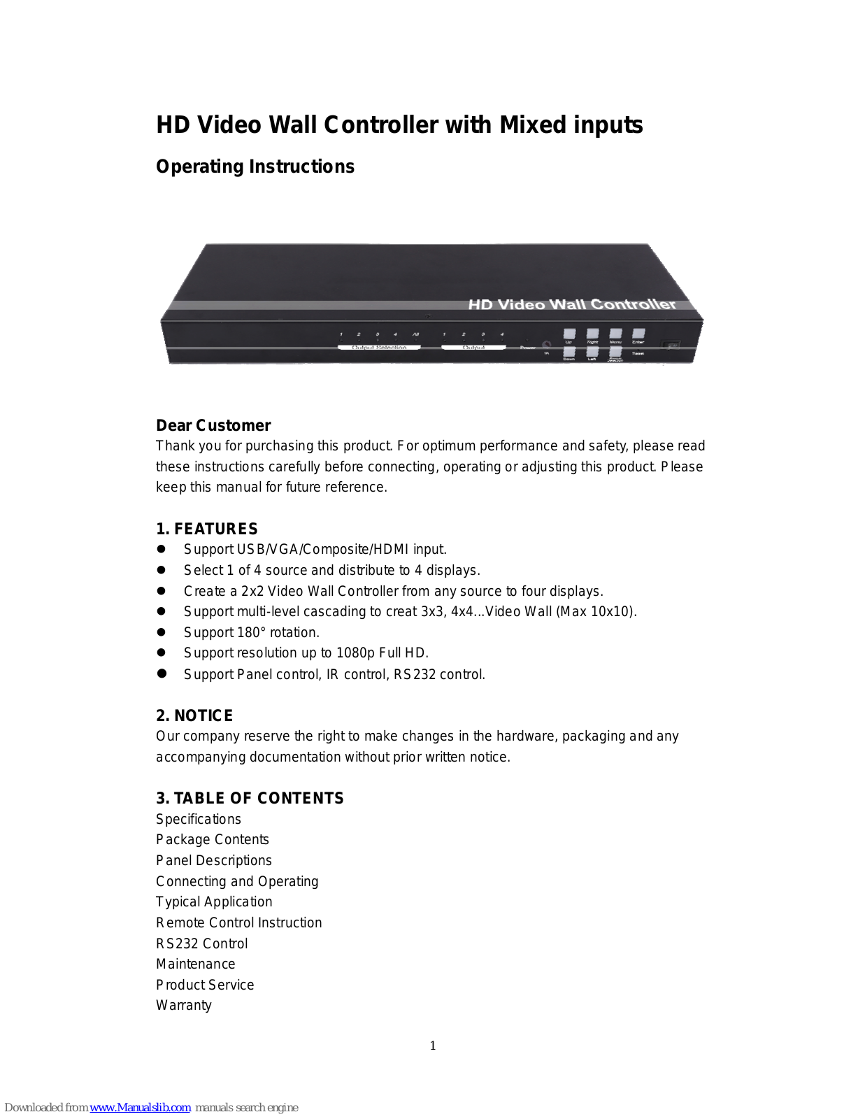 Shunxun SX-VW02 Operating Instructions Manual