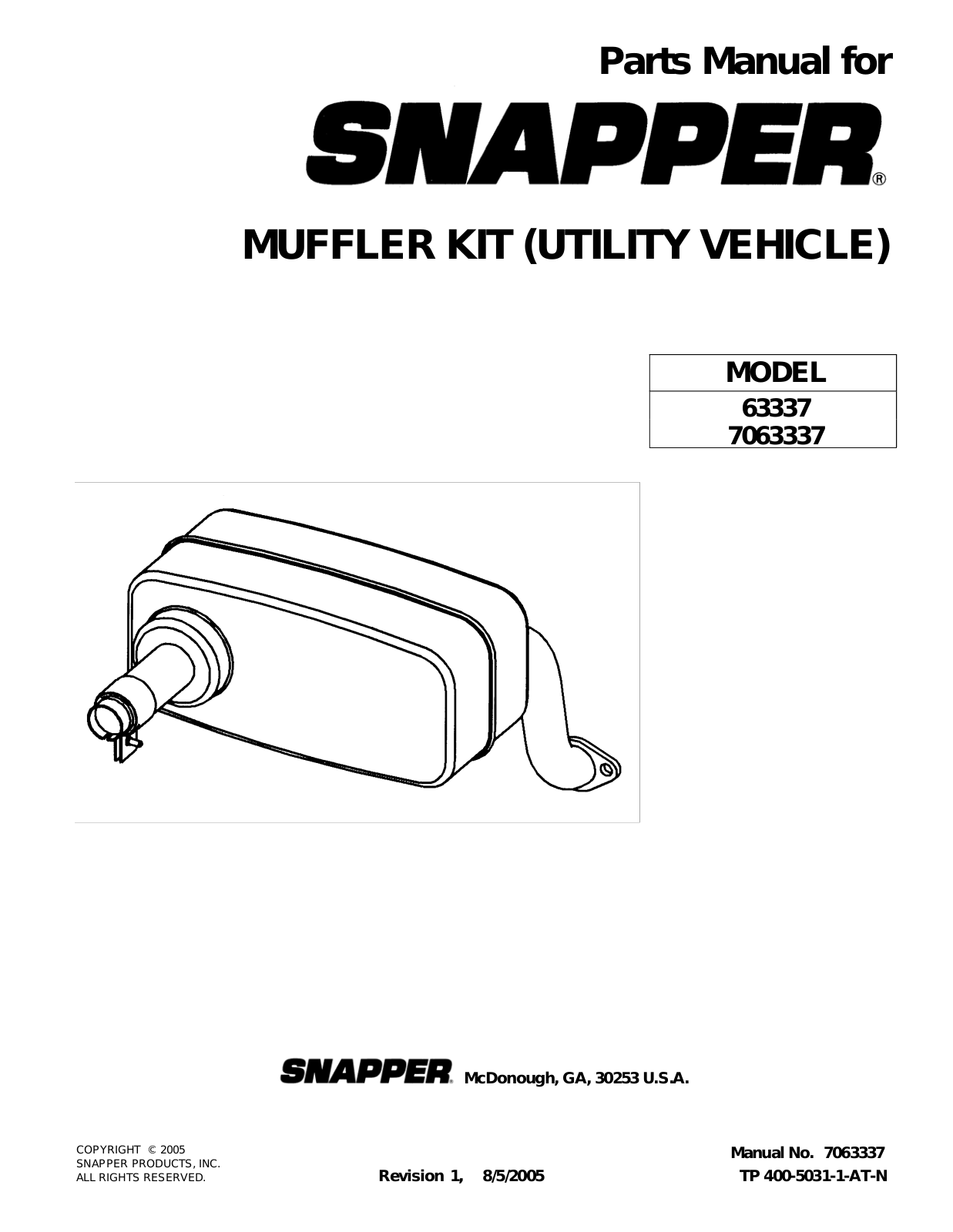 Snapper 7063337, 63337 User Manual