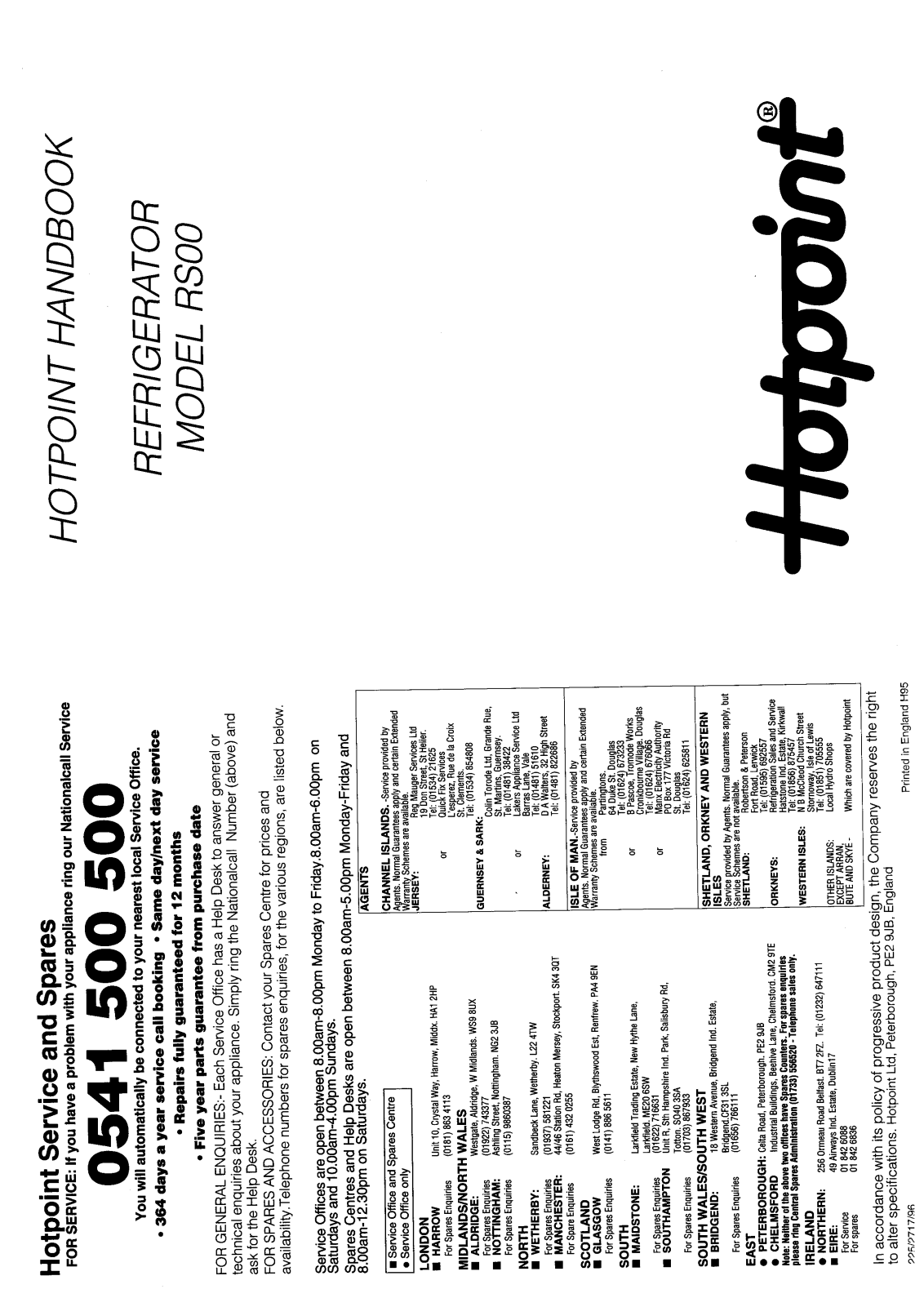 Hotpoint-Ariston HBRS03 User Manual